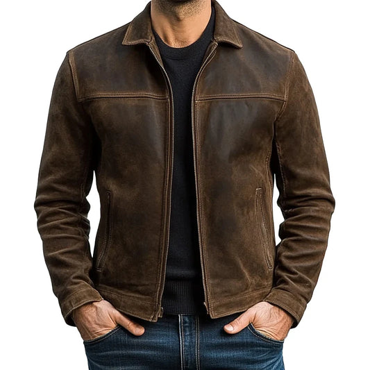 Mens Classic Fashion Zipper Leather Jacket