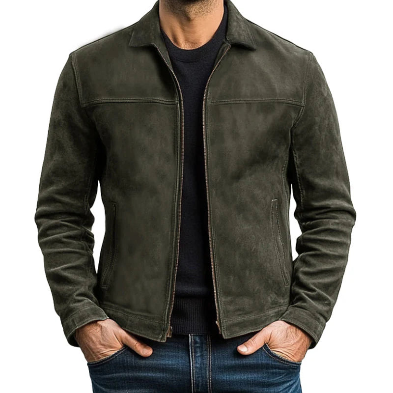 Mens Classic Fashion Zipper Leather Jacket
