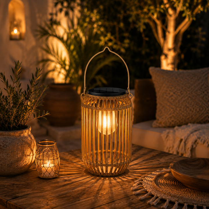 Solar Rattan Lantern Outdoor Waterproof – Hanging Garden Light