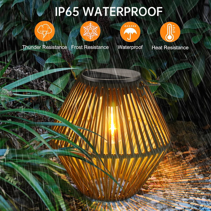 Solar Rattan Lantern Outdoor Waterproof – Hanging Garden Light
