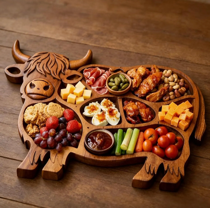 Highland Feast™ - Rustic Cow Charcuterie Board