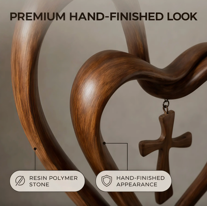 Marriage Takes Three - Entwined Heart & Cross Tabletop Accent