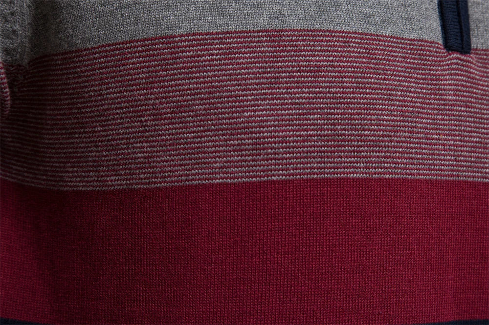 Soft-Blend Sweater – Striped Surface & Zip Ventilation