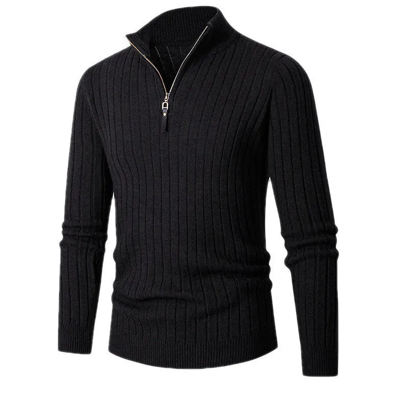 Sweater - High Collar Spun Blend & Half Zip Adjusts Fit