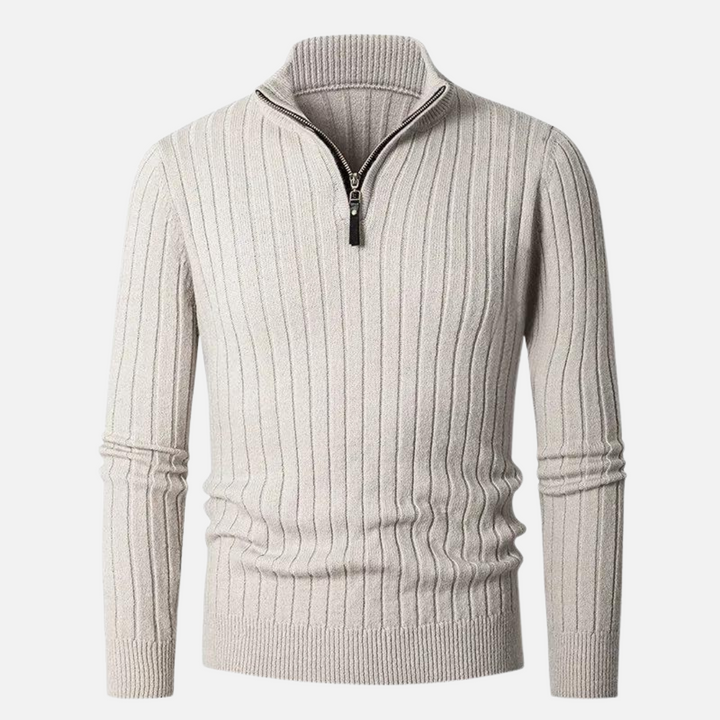 Sweater - High Collar Spun Blend & Half Zip Adjusts Fit