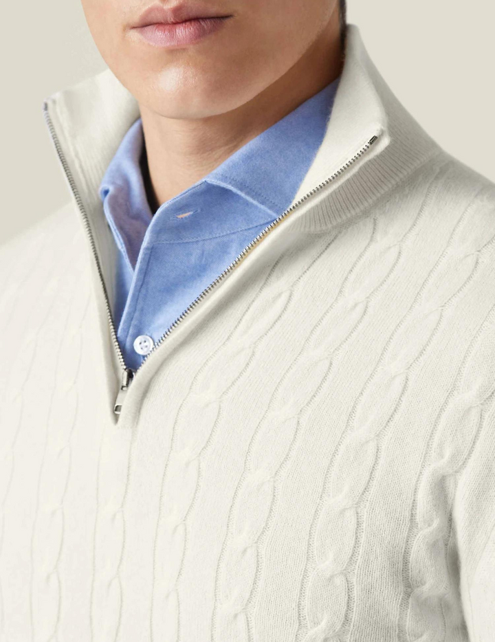 Zac Zipper Sweater - Cable Knit Texture & Adjustable Warmth