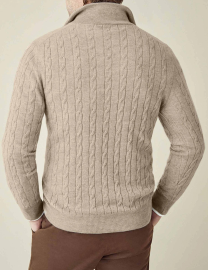 Zac Zipper Sweater - Cable Knit Texture & Adjustable Warmth