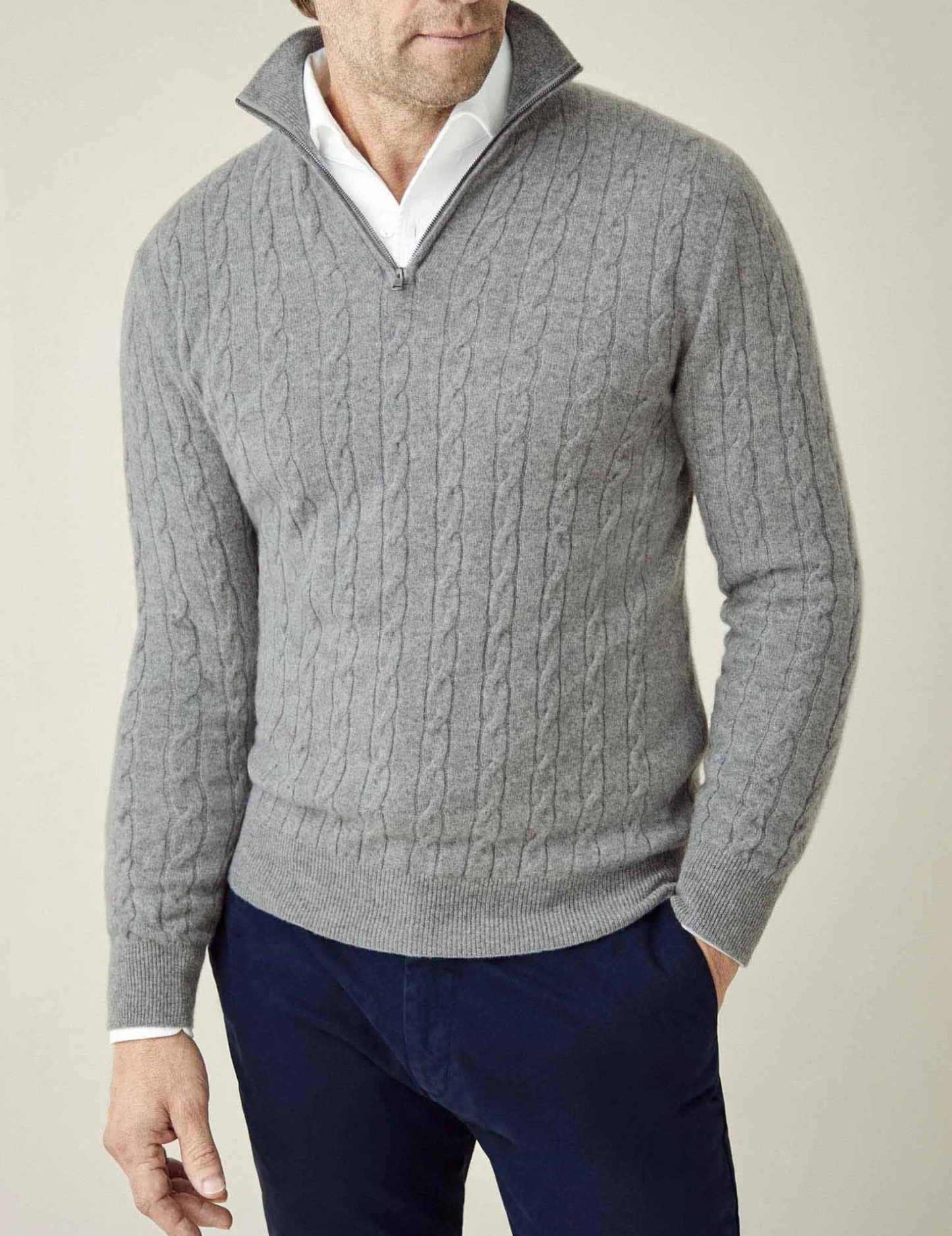 Zac Zipper Sweater - Cable Knit Texture & Adjustable Warmth