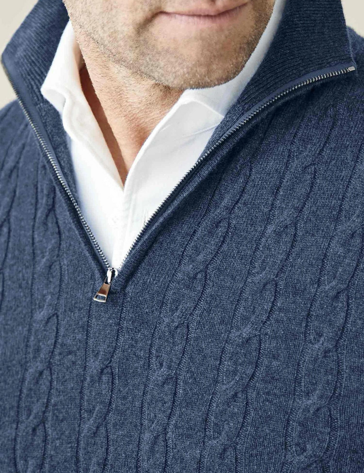 Zac Zipper Sweater - Cable Knit Texture & Adjustable Warmth
