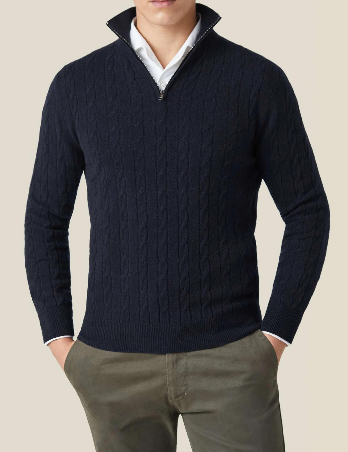 Zac Zipper Sweater - Cable Knit Texture & Adjustable Warmth
