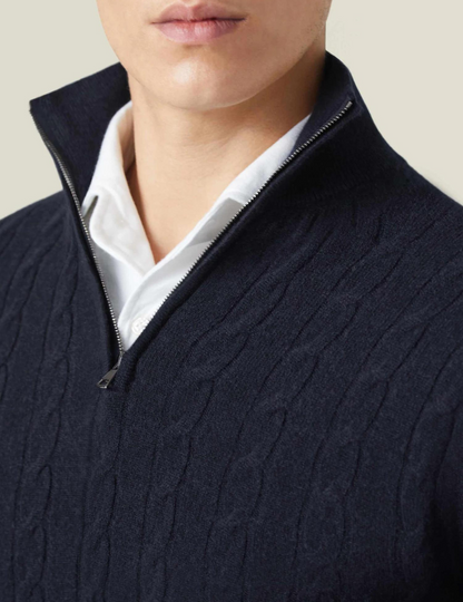 Zac Zipper Sweater - Cable Knit Texture & Adjustable Warmth
