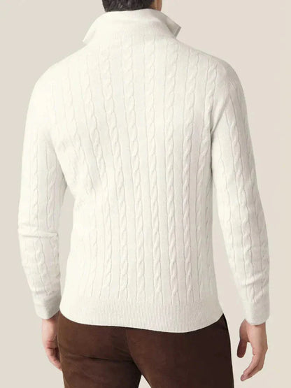 Zac Zipper Sweater - Cable Knit Texture & Adjustable Warmth