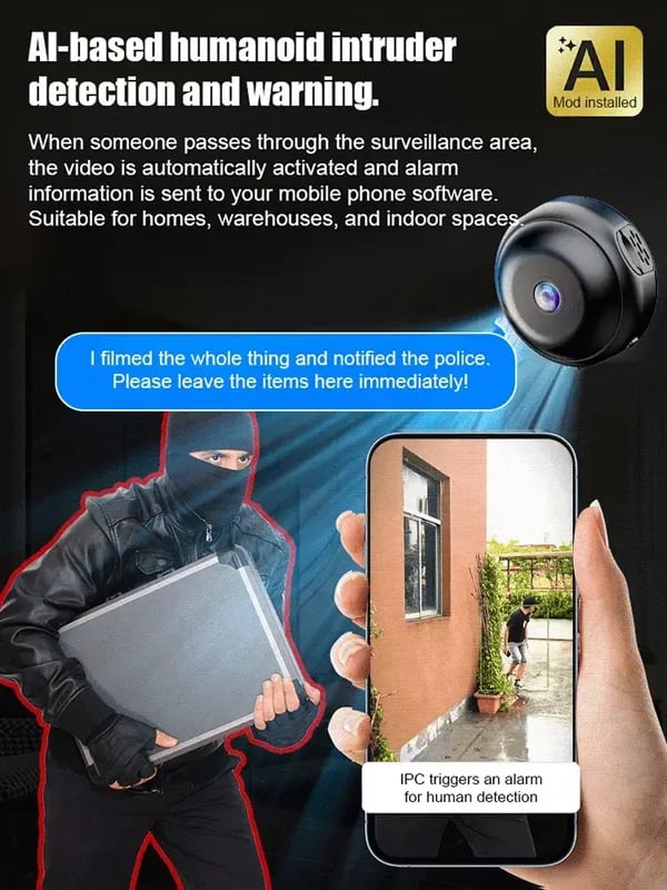 Mini WiFi Security Camera — 1080P HD | Night Vision | Motion Detection | Indoor Spy Cam
