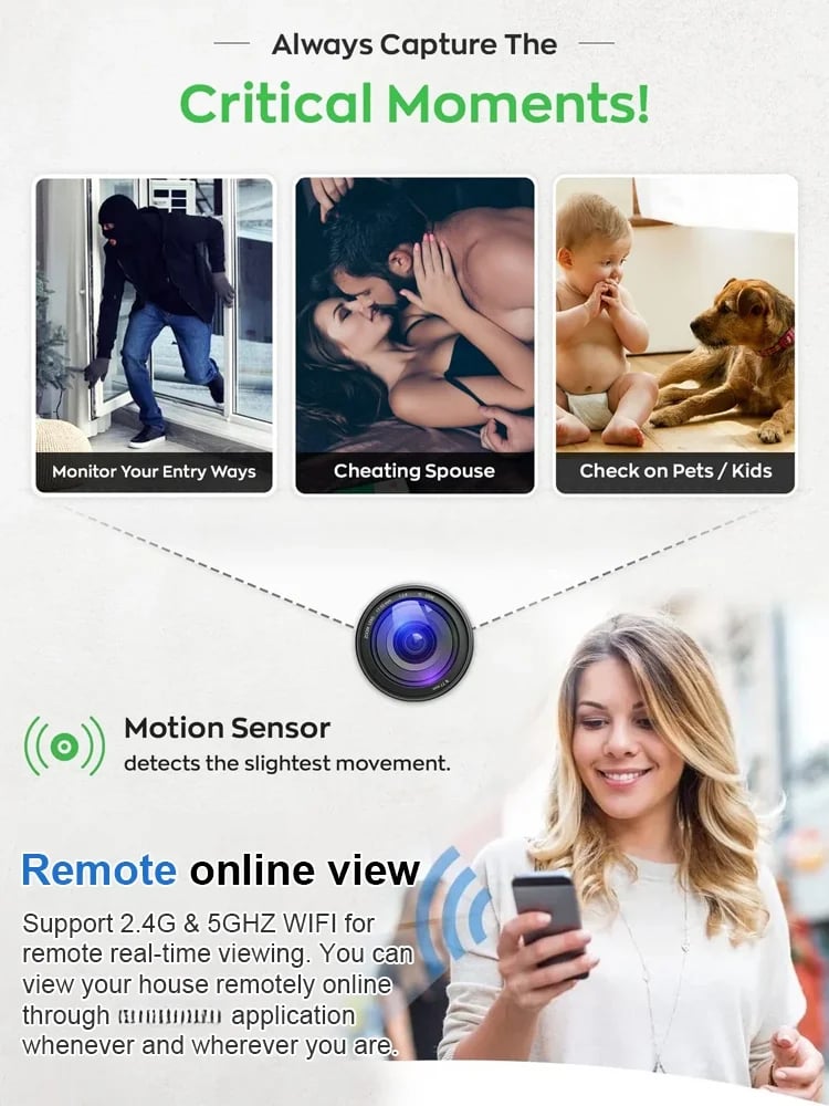Mini WiFi Security Camera — 1080P HD | Night Vision | Motion Detection | Indoor Spy Cam