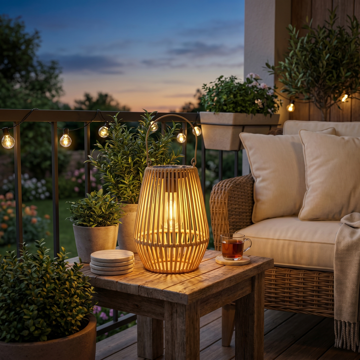 Solar Rattan Hanging Lantern Light