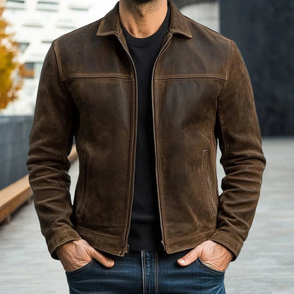Mens Classic Fashion Zipper Leather Jacket
